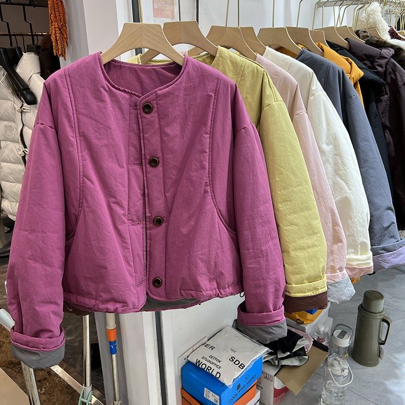 撞色短款圆领夹棉外套女冬季新款2024高级感气质时尚羽绒棉衣棉服,女装/女士精品,棉衣/棉服,淘宝优惠券,粉丝福利购,淘宝优惠卷