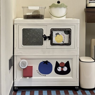 一体柜防漏砂双层猫厕所猫砂盆超特加大号型置物架走廊半全封闭式