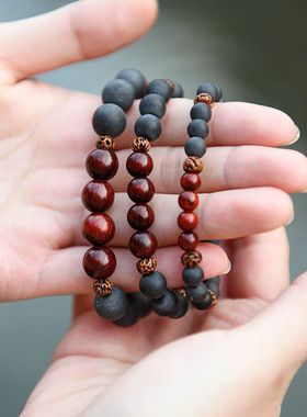 清香味药珀单圈佛珠手串p67老料小叶紫檀文玩配饰男女情侣款手链