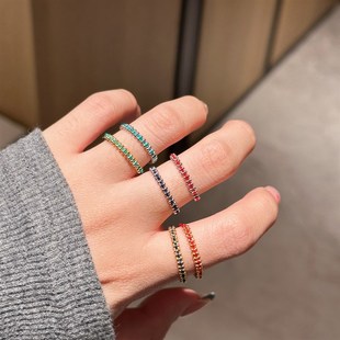 HOUHOU本命年法国小红绳编制珠珠戒指女男情侣闺蜜幸运礼物情侣款