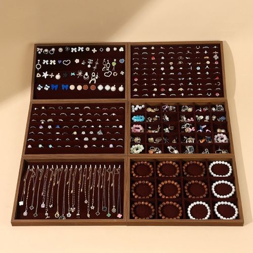 实木手镯手串首饰托盘饰品看货盘戒指耳钉耳环收纳盘项链展示盘子