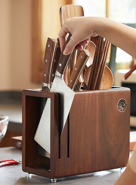 实木菜刀刀架2022新款高颜值筷笼刀架一体厨房台面刀具刀座置物架