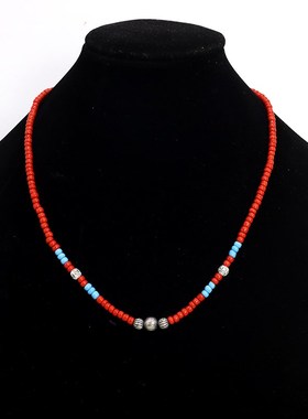 925银西瓜珠日韩复古琉璃珠轻奢小众印第安休闲 百搭男女通用