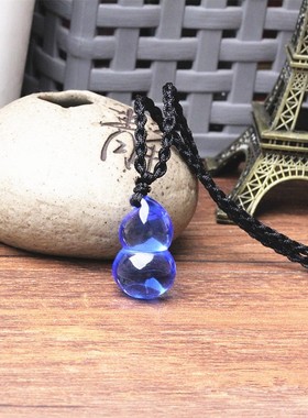 蓝水晶小葫芦项链 水晶葫芦挂件 时尚蓝色小葫芦女士儿童水晶吊坠