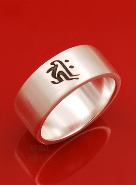 加厚闭口戒指生肖守护神种子字本命佛年简约纯银指环经典款式