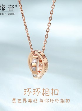 环环相扣925银项链女纯银轻奢小众设计高级感吊坠锁骨链送女朋友