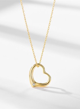 925韩国气质简约小清新镂空爱心项链百搭简约风心形锁骨链