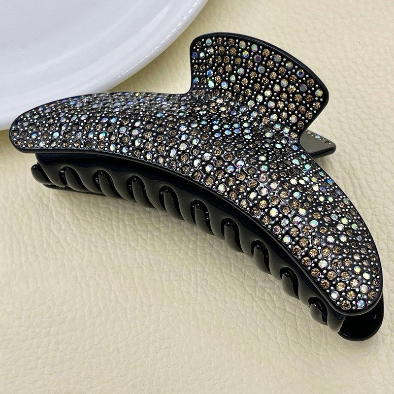 高端特大号抓夹女镶钻发量多黑色发抓秋冬发卡盘发高级感发夹头饰