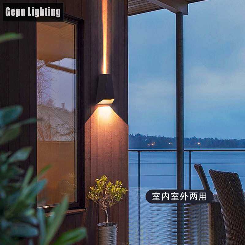 led户外壁灯室外简约防水庭院灯智能感应双头过道楼梯门头外墙灯