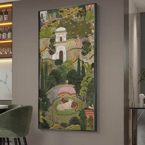 浦尔花园印度风情复古抽象画入户玄关装饰画个性走廊过道尽头挂画
