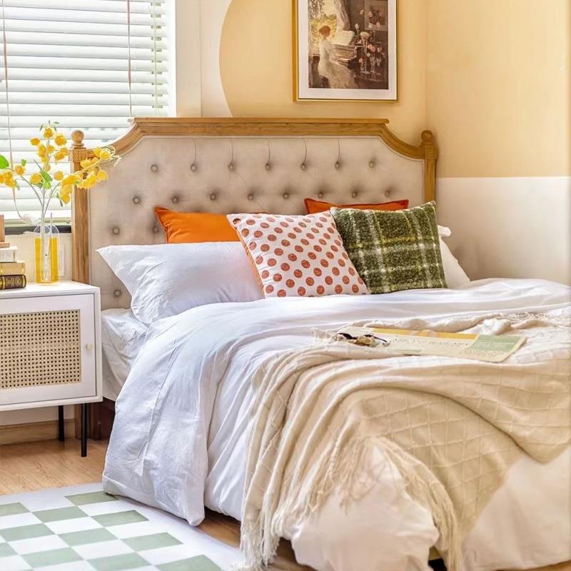 美式乡村实木床轻奢双人主卧橡木1.51.8米北欧现代家具法式复古