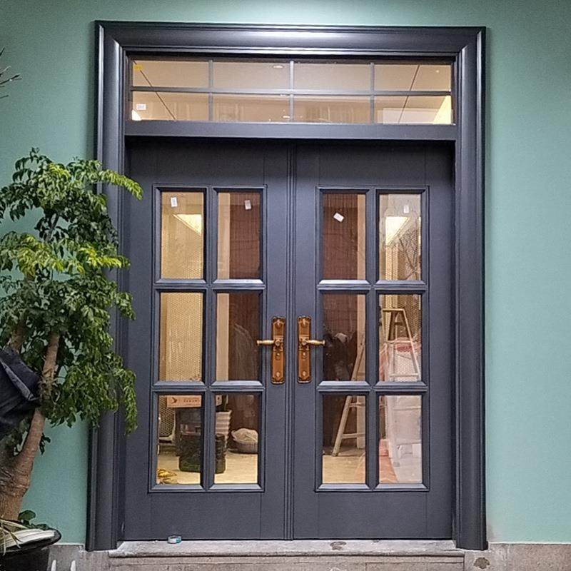 别墅大门防盗锌合金对入户开门家用入户乡村双开门农村自建房玻璃
