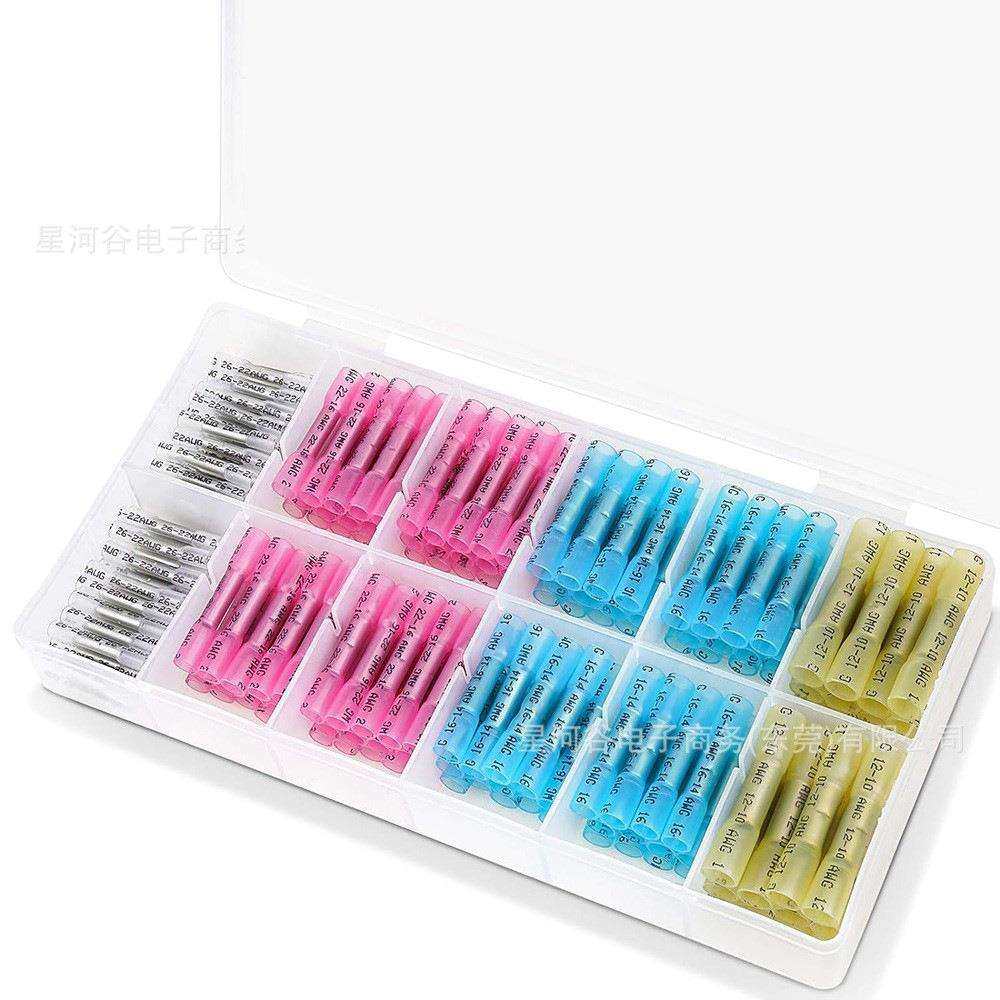 200件/300/600PCS焊锡环热收缩对接连接器套件AWG24–104种尺寸