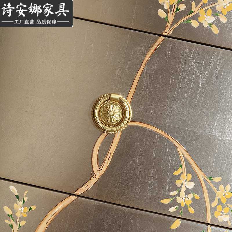 法式奢华实木雕花斗柜客厅彩绘五斗柜卧室收纳储物柜高端家具E6
