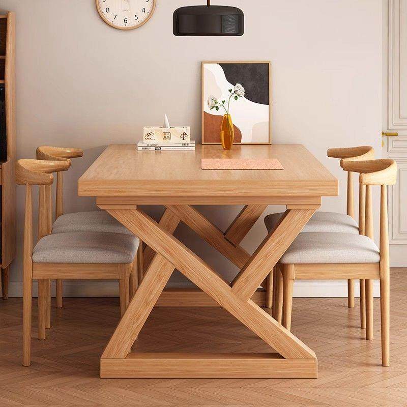 实木餐桌2025新款家用小户型吃饭桌子客厅长方形大板桌餐桌椅组合