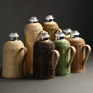 木大容量传统竹编茶室塞开水瓶内胆保温壶玻璃暖壶复古热水瓶家用