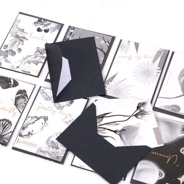 72卡古风烫金言水墨祝黑色邀请函张风卡贺卡福雅卡片高档留创意素