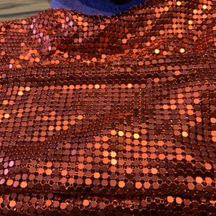 片帘金属串珠隔断帘金属布料铝帘子窗帘布珠帘装饰金属红色子亮片