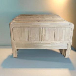 现代中式白坯双人实木床未上油漆的15/1.8结婚大床白茬床头床尾