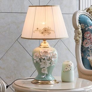 久三 欧式陶瓷大厅台灯手工温馨现代简约客厅卧室床头家用大台灯