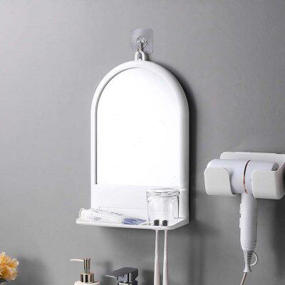 卧室洗漱免打孔洗手间简约挂置物镜子学生宿舍梳妆镜挂壁镜镜浴室