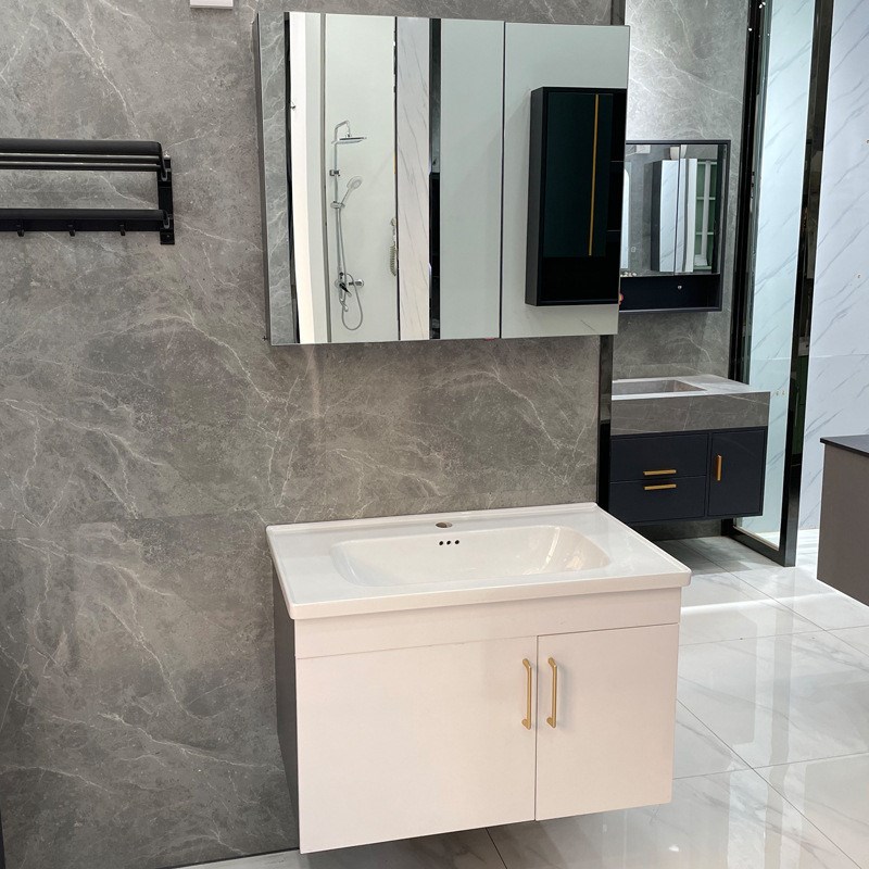 实木全面镜e浴室柜组合吊柜卫生间洗手洗脸台盆现代简约洗漱挂墙