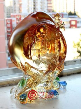 琉璃寿中寿寿桃老寿星公摆件 创意家居饰品送长辈老人的生日礼物