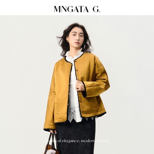 MNGATA G./曼加塔【曼奢·佛手金龟】秋冬新中式蚕丝兔毛外套