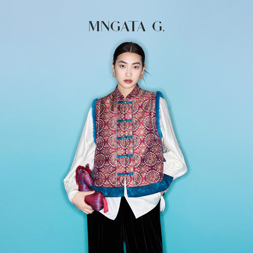 MNGATA G./曼加塔【水貂毛·狩猎纹】织锦新中式盘扣复古马甲