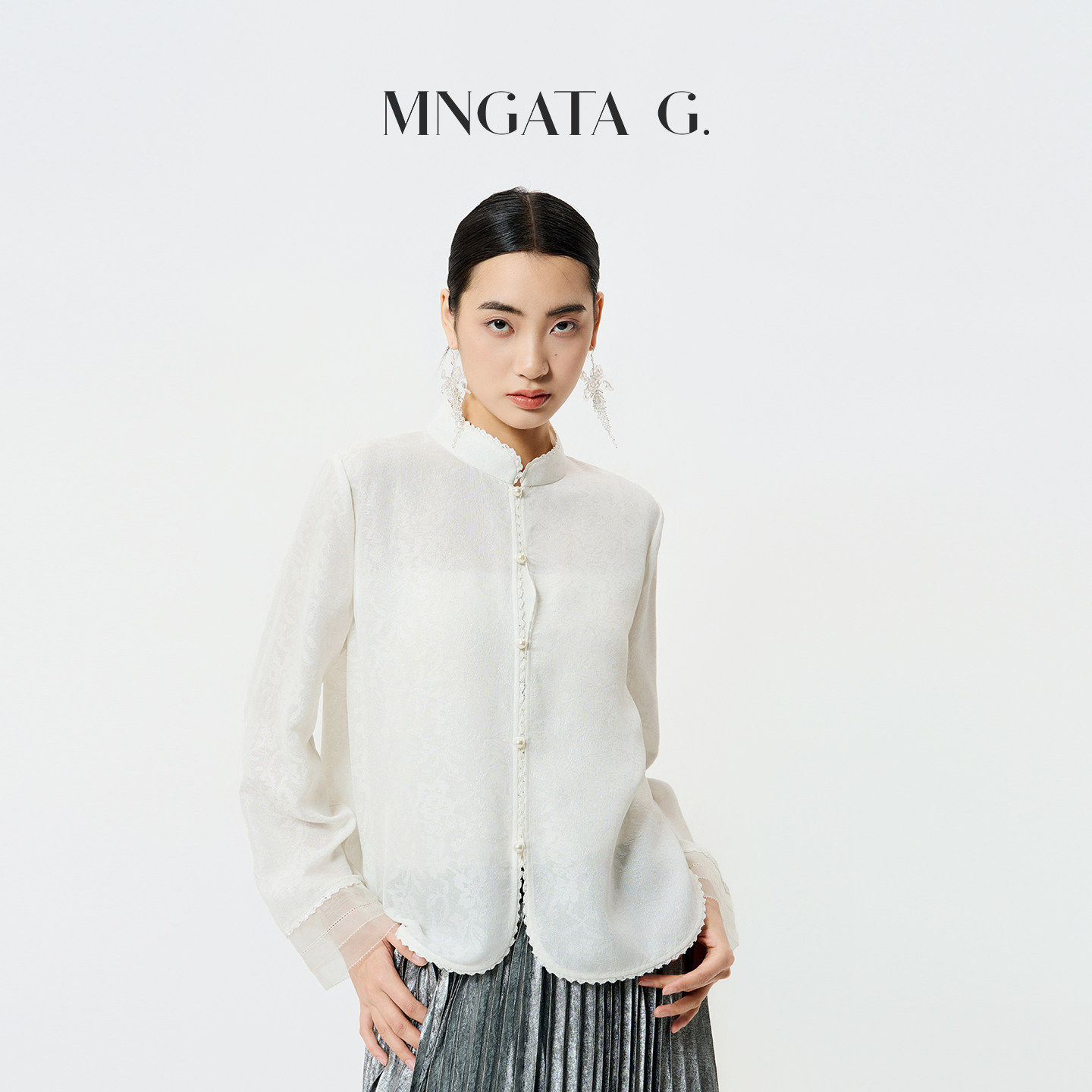 MNGATA G./曼加塔【三经绞罗·月见】桑蚕丝新中式中国风上衣