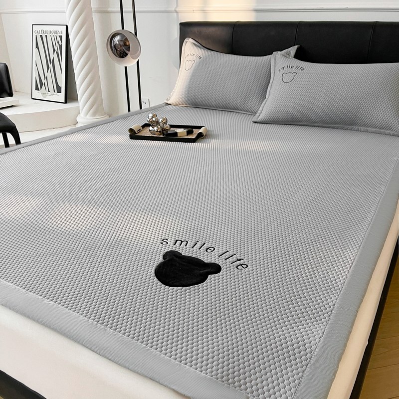 2024新款夏季冰豆豆冰丝席凉席三件套家用夏天可机洗床笠款软席子