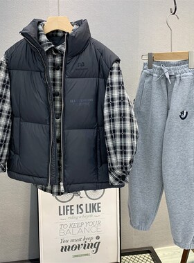 牛哆哆童装 儿童韩版羽绒马甲2024冬男女童百搭时尚背心外套54626