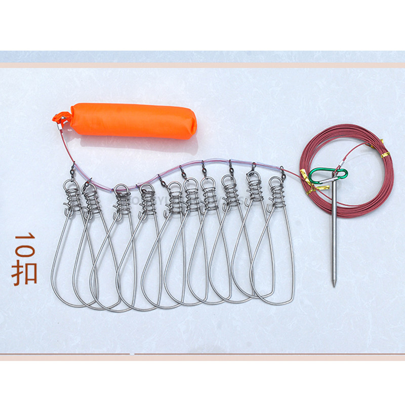 水中乐渔具钢丝鱼锁活鱼栓活鱼扣穿串鱼工具栓鱼器不锈钢鱼锁