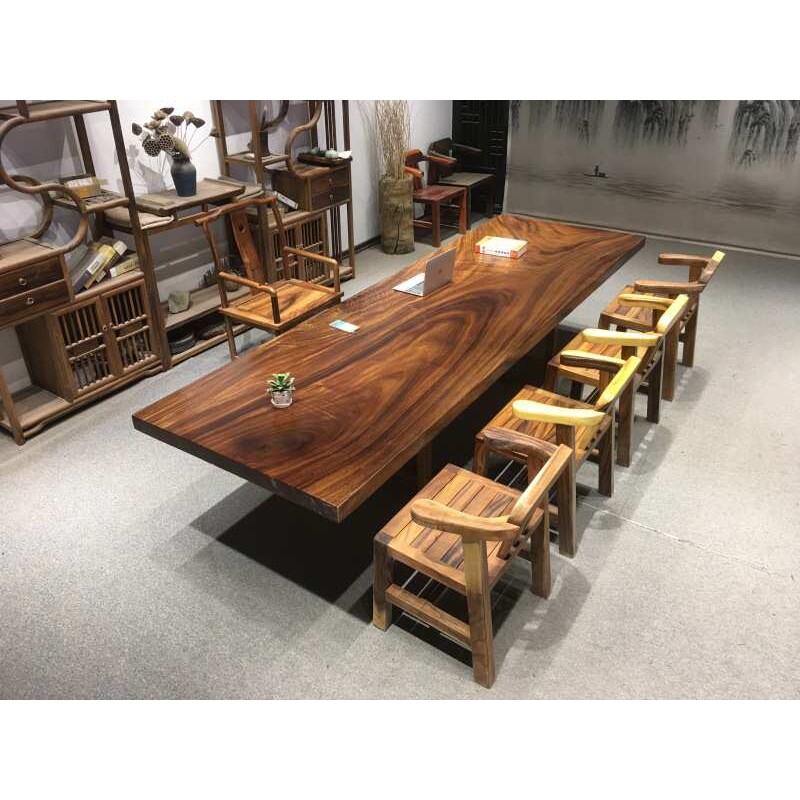 胡桃木茶桌实木大板桌原木胡桃木老板桌现货会议桌茶板餐桌家具桌