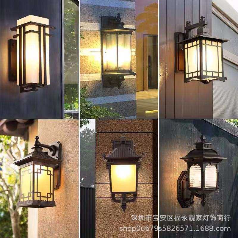 新款新中式壁灯户外庭院走廊过道露台防雨防水室外阳台灯具中国风