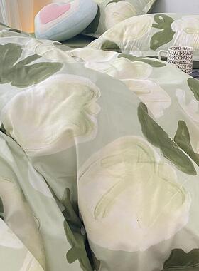 北欧风郁金香床上四件套1.5米1.8m氛围感绿色床单宿舍被套三件套4