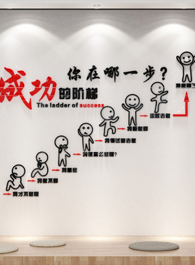 成功的阶梯3d公司团队励志墙贴企业文化墙办公室墙面装饰楼梯标语