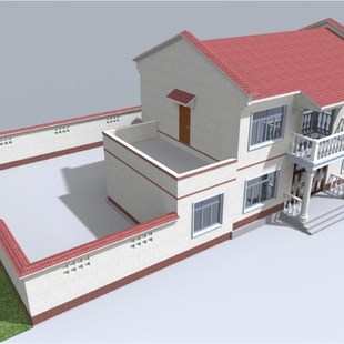 11.8x8.8两层带院子自建房屋徽派别墅效果图坡屋顶建筑结构施工图