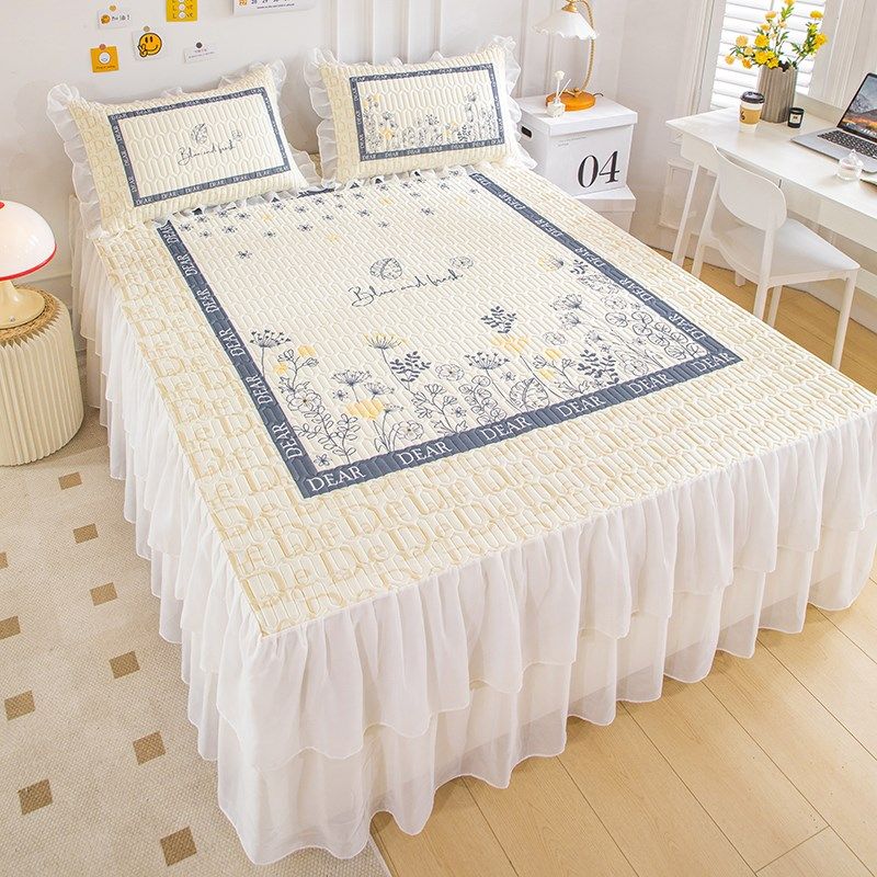 夏季冰丝乳胶凉席床裙款凉感丝空调软席子床罩床垫保护罩花边床套,床上用品,床裙,淘宝优惠券,粉丝福利购,淘宝优惠卷