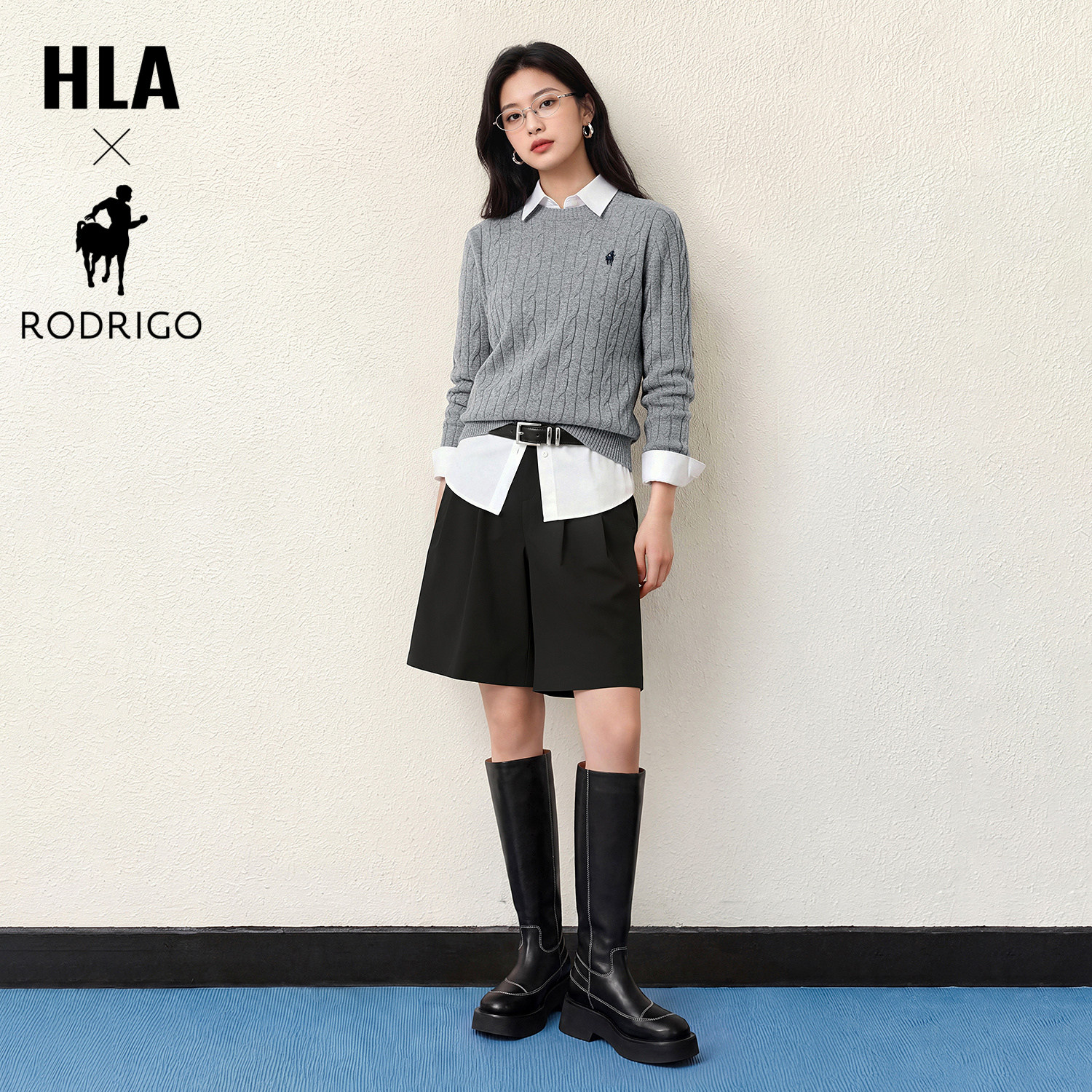 HLA/海澜之家洛德利格联名长袖针织衫26秋新纯羊毛老钱风上衣女装