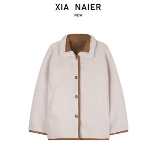 D7846 25秋冬撞色皮毛一体外套 小夏推荐