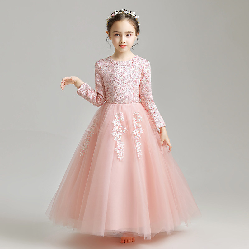 粉色儿童礼服公主裙蓬蓬纱花童婚纱长袖演出服女童生日晚礼服走秀,童装/婴儿装/亲子装,儿童礼服,淘宝优惠券,粉丝福利购,淘宝优惠卷