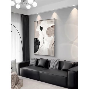 芬奇黑白抽象客厅挂画纯手绘肌理画大芬油画村装 饰画走廊过道壁画