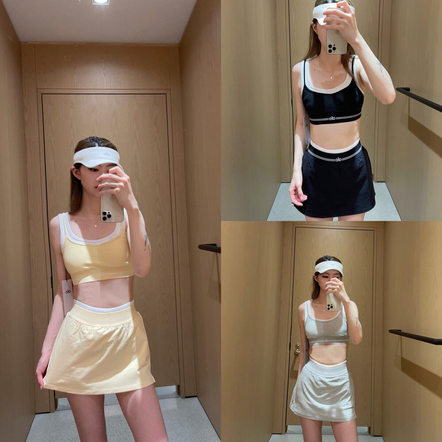 正品代购 ALO夏季新款瑜伽普拉提健身运动假两件休闲背心短裙套装图片