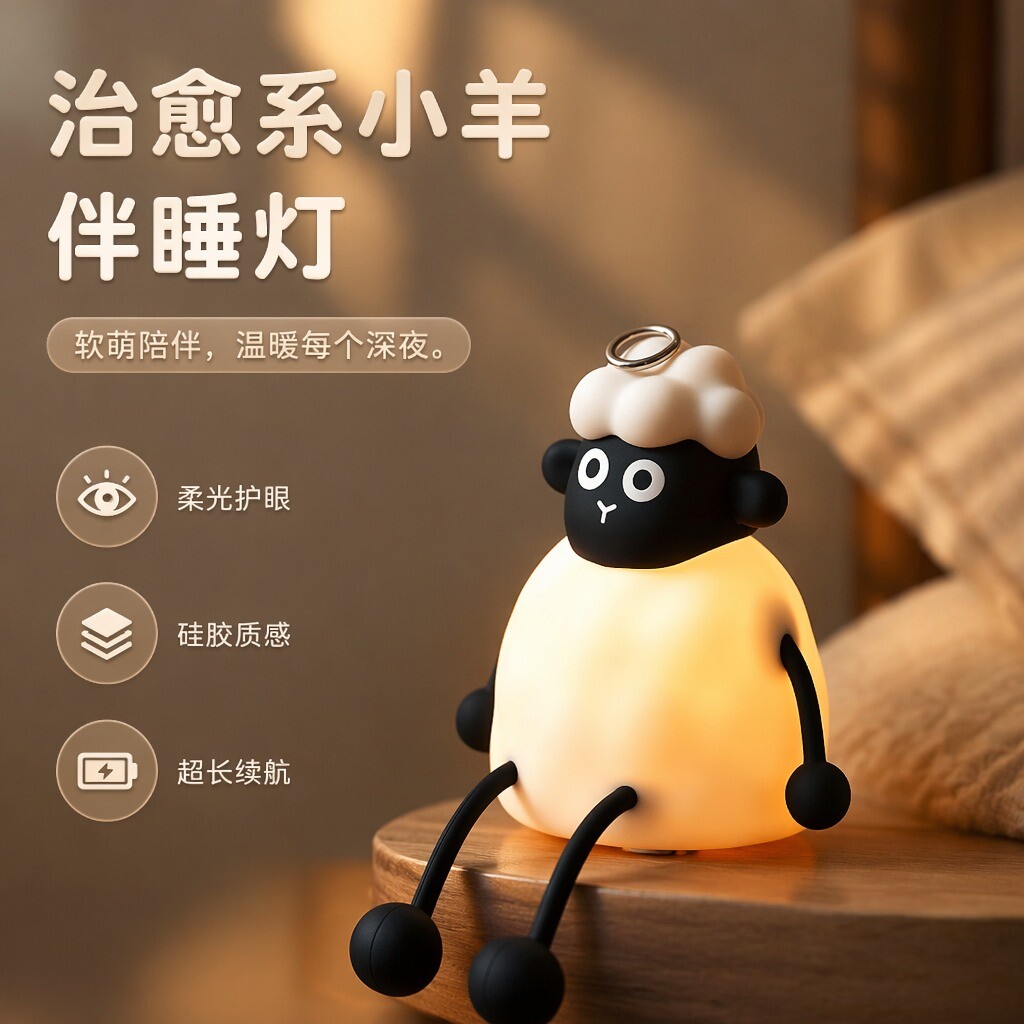吊坠小羊硅胶护眼床头氛围小夜灯