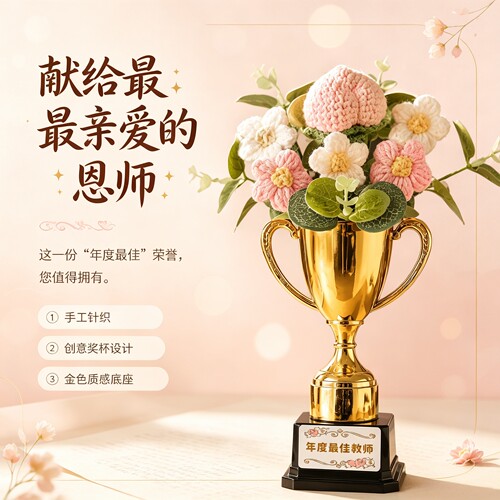 向日葵奖杯针织花束教师节礼物