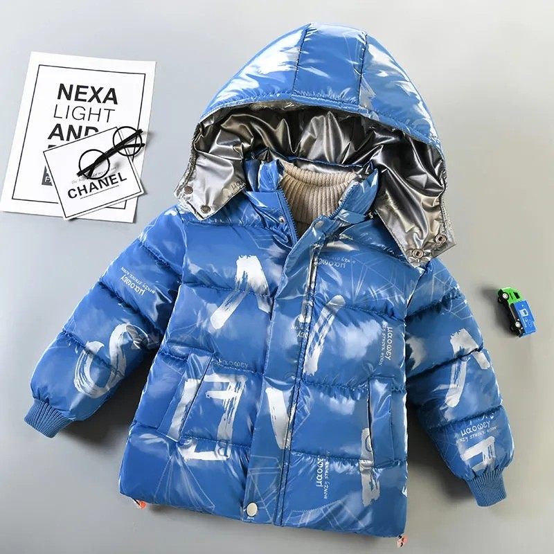 2021年儿童新款亮皮免洗羽绒棉服中小童棉衣加厚加绒棉袄男童冬装