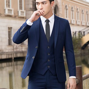 韩版 男式 修身 职业正装 男三件套婚庆伴郎礼服 男装 西装 春秋西服套装