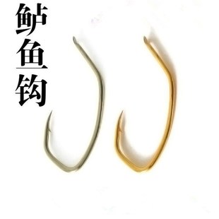鲈鱼钩有倒刺高碳钢鱼钩鲈鱼用钩海钓长柄钩银白色金色海鲈鱼钩