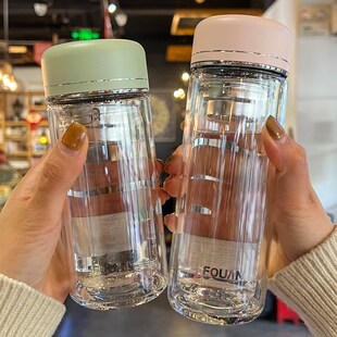 双层玻璃杯水杯女款高颜值2024新款夏天小巧便携学生直饮杯子迷你